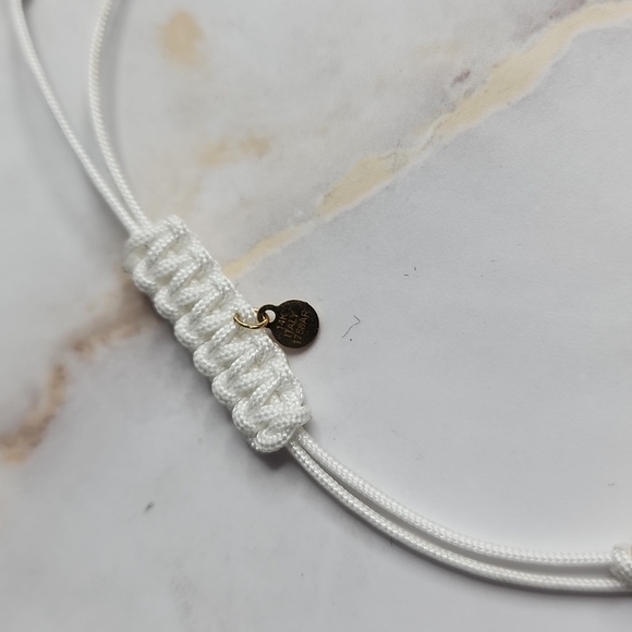 14k gold evil eye hamsa bracelet with fabric cord made in Italy - Picture 3 of 6